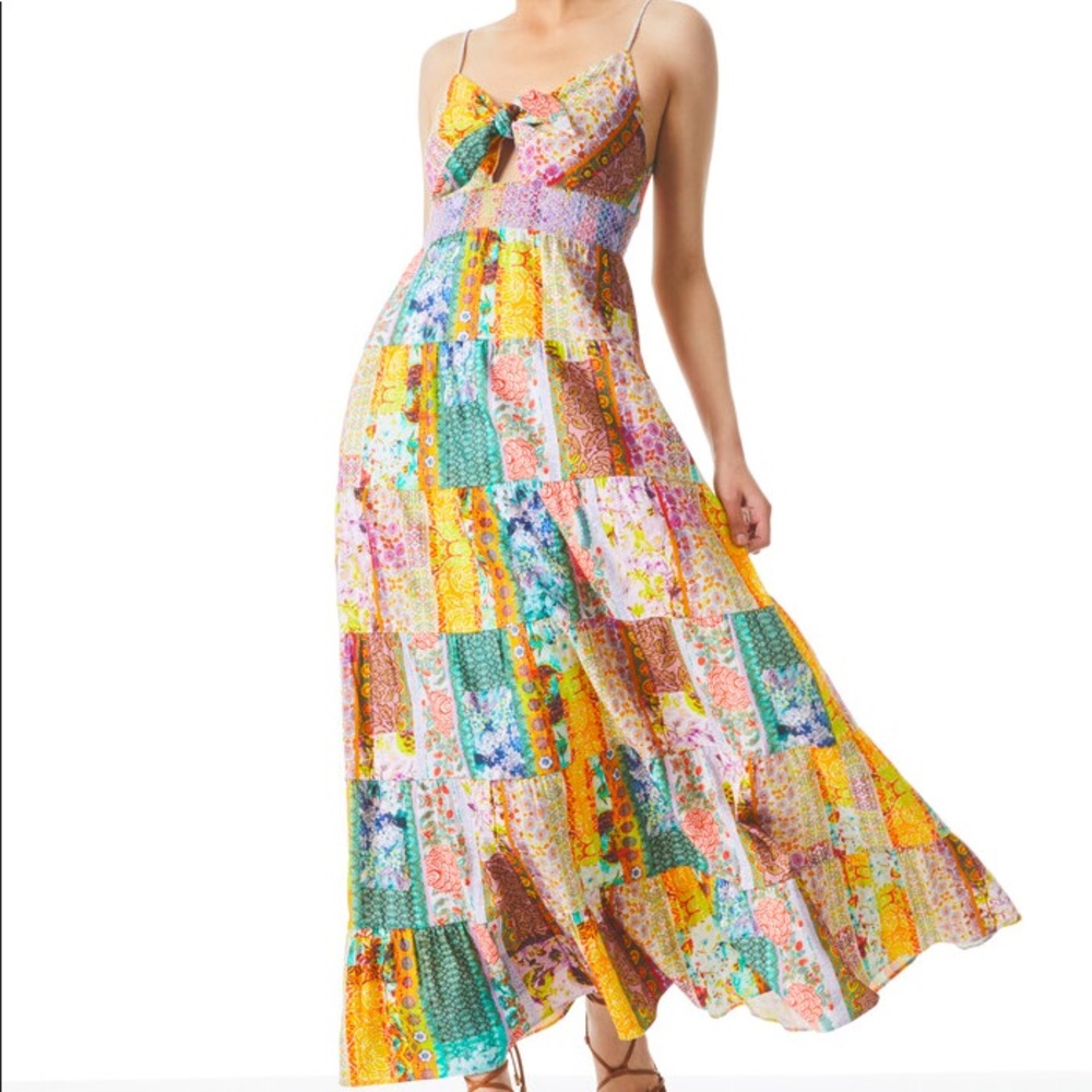 NWT Alice & Olivia Romelia Tie Front Maxi Dress Size 0